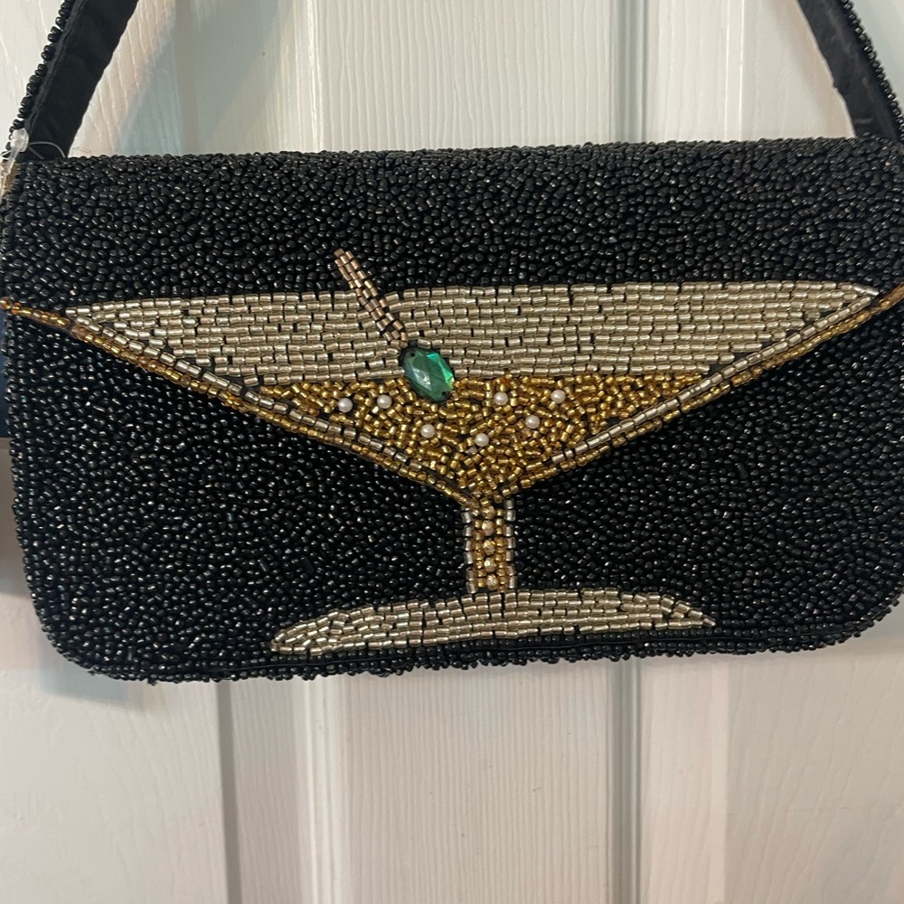 TJ Max/Marshalls Viral Black Beaded Martini purse New Year’s Eve bag NO TAGS - Picture 7 of 8